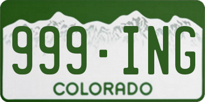 CO license plate 999ING