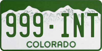 CO license plate 999INT