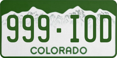 CO license plate 999IOD