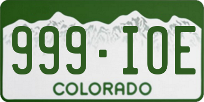 CO license plate 999IOE