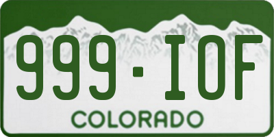 CO license plate 999IOF