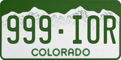 CO license plate 999IOR