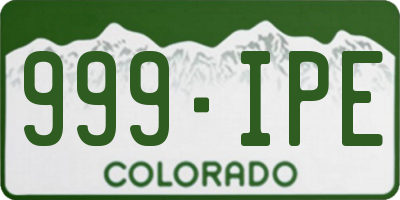 CO license plate 999IPE