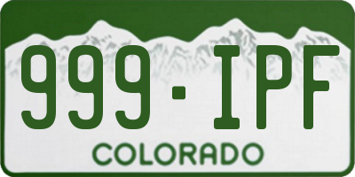 CO license plate 999IPF