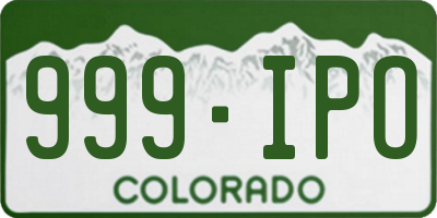 CO license plate 999IPO