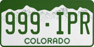 CO license plate 999IPR