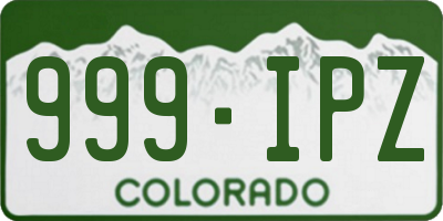CO license plate 999IPZ