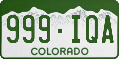 CO license plate 999IQA