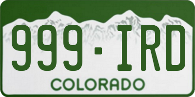 CO license plate 999IRD