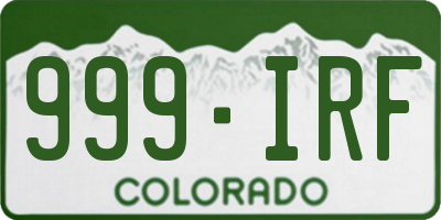 CO license plate 999IRF