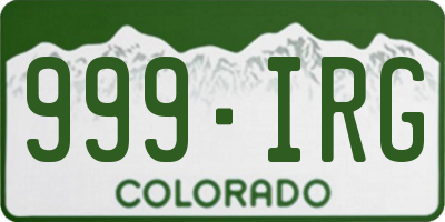 CO license plate 999IRG