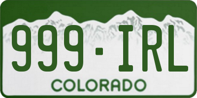 CO license plate 999IRL