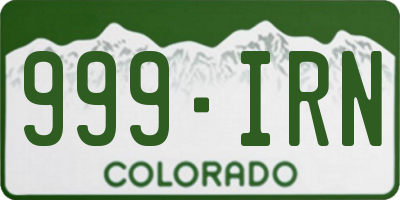 CO license plate 999IRN
