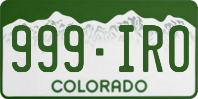 CO license plate 999IRO