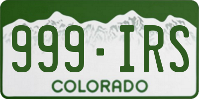 CO license plate 999IRS