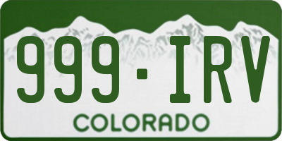 CO license plate 999IRV