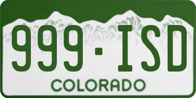 CO license plate 999ISD