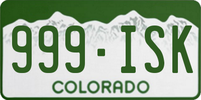 CO license plate 999ISK