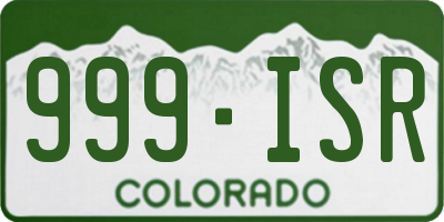 CO license plate 999ISR