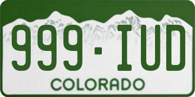CO license plate 999IUD