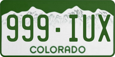 CO license plate 999IUX