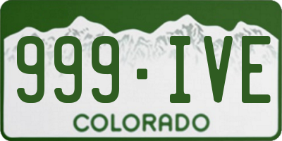 CO license plate 999IVE