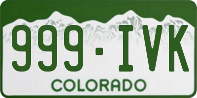 CO license plate 999IVK