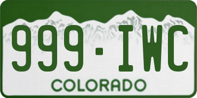 CO license plate 999IWC