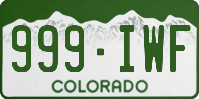 CO license plate 999IWF