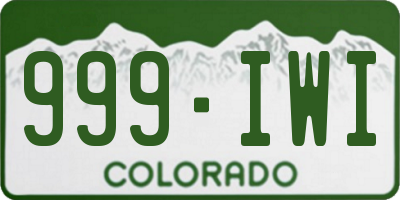 CO license plate 999IWI