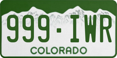 CO license plate 999IWR