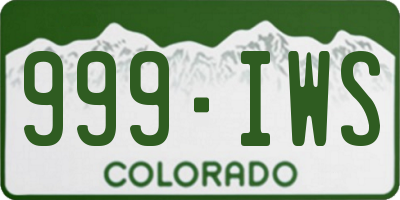 CO license plate 999IWS