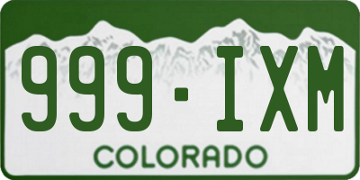 CO license plate 999IXM