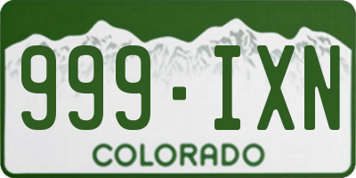 CO license plate 999IXN