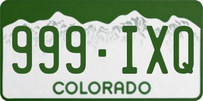 CO license plate 999IXQ