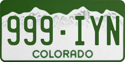 CO license plate 999IYN