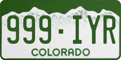 CO license plate 999IYR