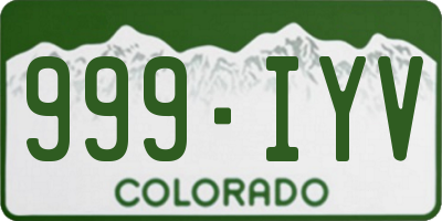 CO license plate 999IYV