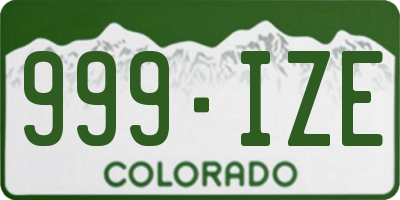 CO license plate 999IZE