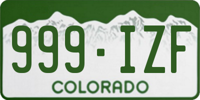 CO license plate 999IZF