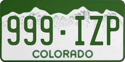 CO license plate 999IZP