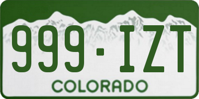 CO license plate 999IZT