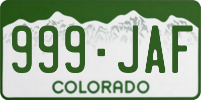 CO license plate 999JAF