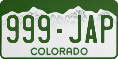 CO license plate 999JAP