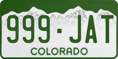 CO license plate 999JAT