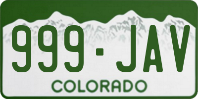 CO license plate 999JAV