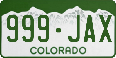 CO license plate 999JAX