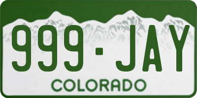 CO license plate 999JAY