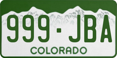 CO license plate 999JBA