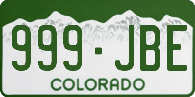 CO license plate 999JBE